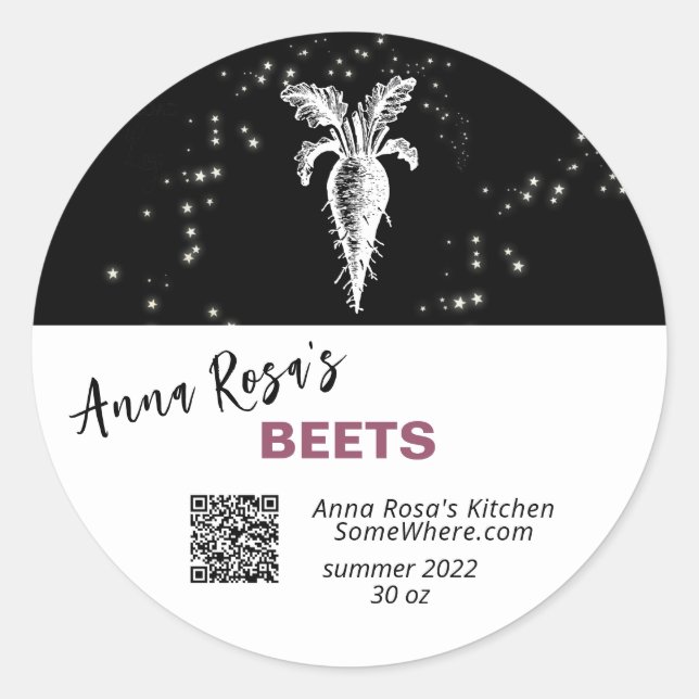 ~* QR AP30 BEETS DEHYDRATED CANNING - FREEZE CLASSIC ROUND STICKER (Front)
