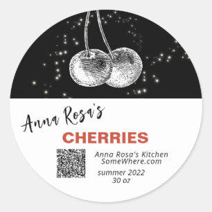 ~* QR AP30 CHERRY + DEHYDRATED CANNING FREEZE CLASSIC ROUND STICKER
