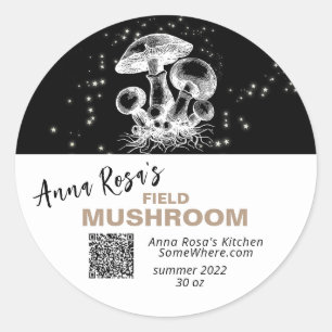 *~* QR AP30 MUSHROOM - DEHYDRATED CANNING FREEZE C CLASSIC ROUND STICKER