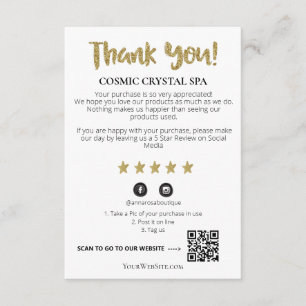 *~* QR AP8 THANK YOU Gold Star Review Enclosure Card