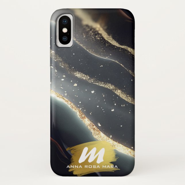 *~* QR Back GOLD veins Marble AP66 Glitter  Case-Mate iPhone Case (Back)