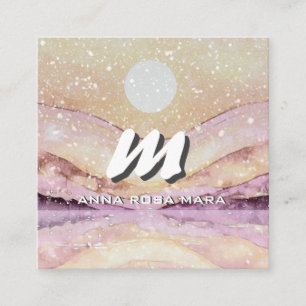 *~* QR BLUSH PINK Abstract Landscape Nature AP93 Square Business Card
