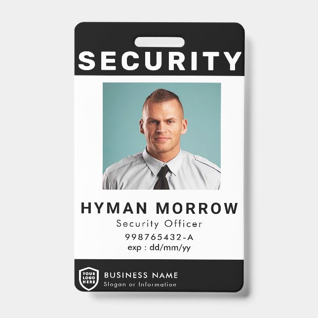 QR Business ID Logo | Security Service Employee Ba Badge (Front)