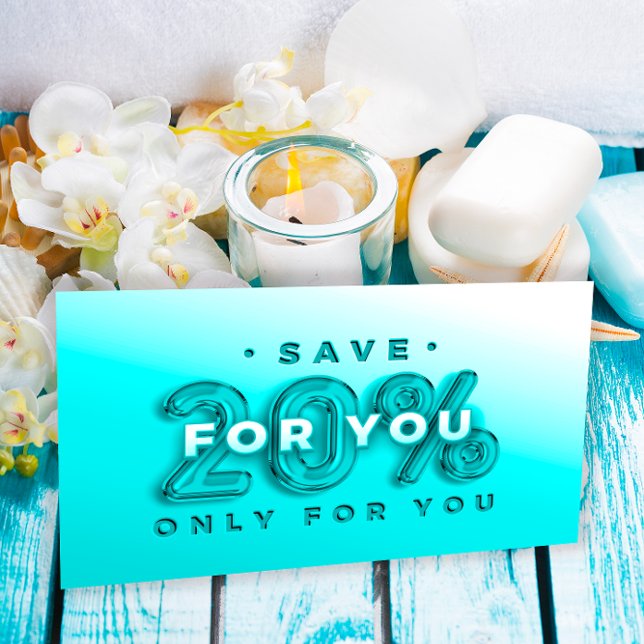 QR CODE 20%OFF DICOUNT PROMOTIONAL INSERT (QR CODE 20%OFF DICOUNT PROMOTIONAL INSERT CARD OCEANIC BLUE OMBRE PASTEL)