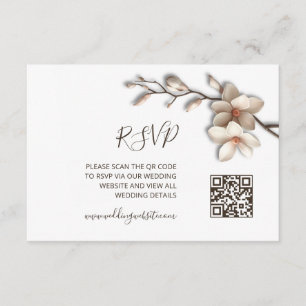 QR Code    3D Flower Magnolia RSVP Enclosure Card
