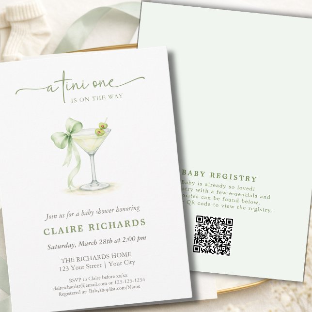 QR Code A Tini One Coquette Neutral Baby Shower  Invitation (Creator Uploaded)
