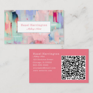 QR Code Abstract Business Card Pretty Pink