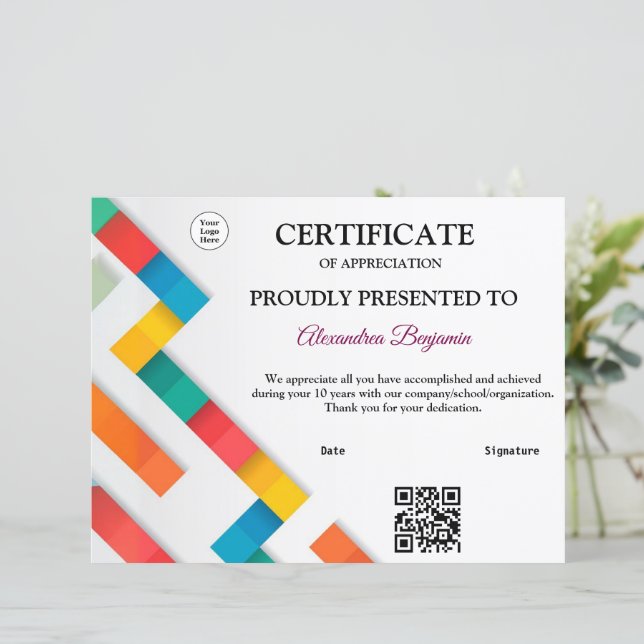 Qr Code Achievement Appreciate Gold red logo  (Standing Front)