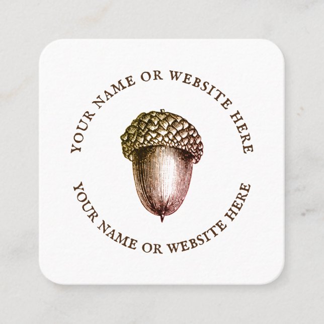 QR Code Acorn Logo Social Media Square Business Card (Front)