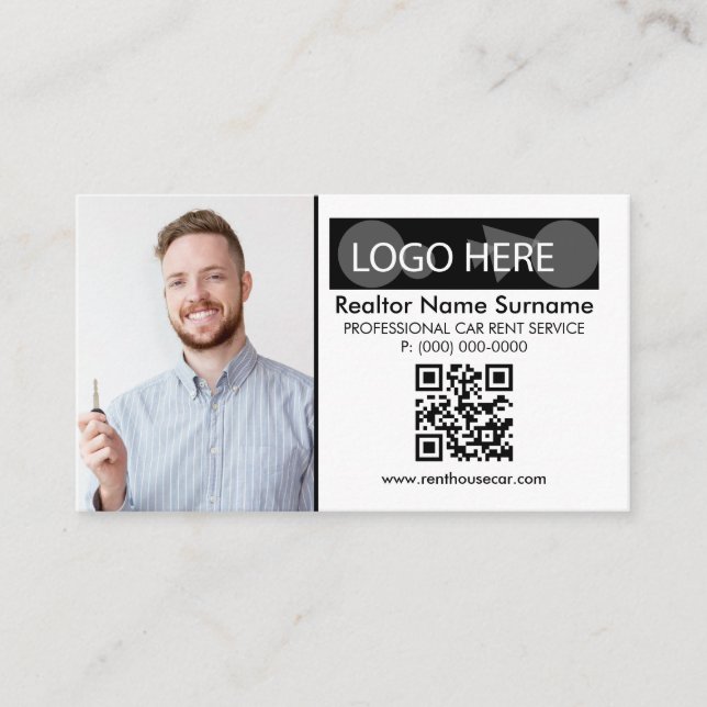 Qr code Add Photo Insert Logo Rent a car (Front)