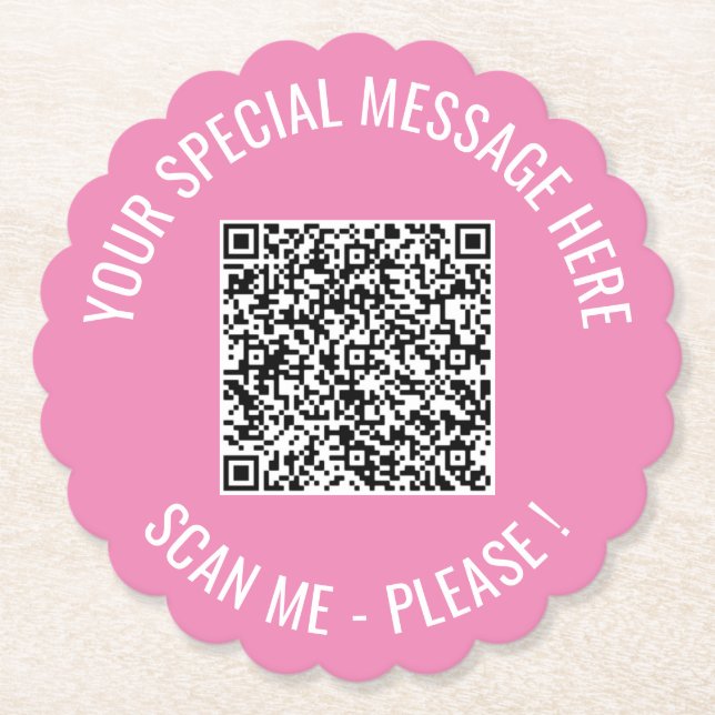 QR Code Add Special Message Modern Paper Coaster (Front)
