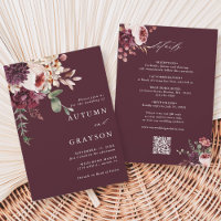 QR Code All In One Autumn Romance Burgundy Wedding