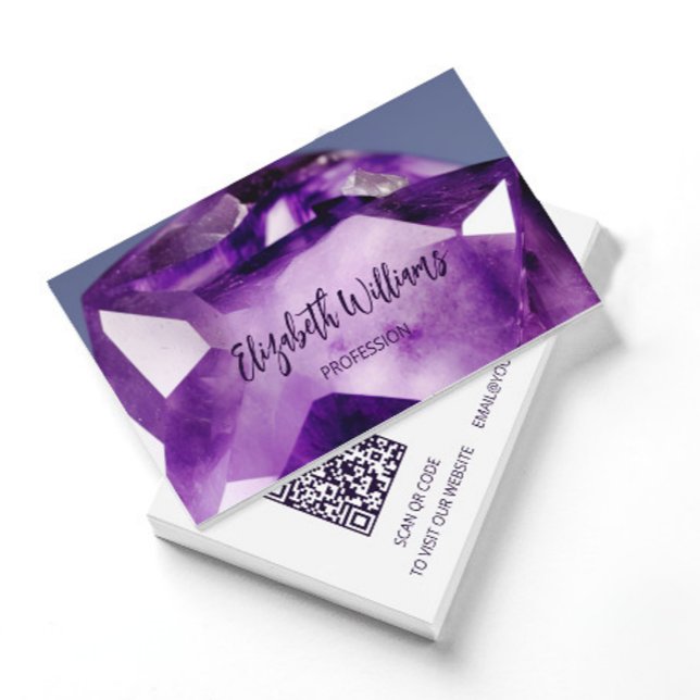 QR Code Amethyst Gem Stone Business Card (Creator Uploaded)