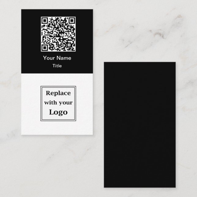 QR Code And Business Logo Business Cards Vertical (Front/Back)