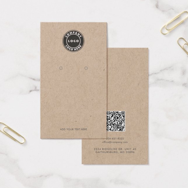 QR Code and Business Logo Earring Display Card (Office)
