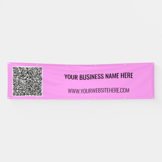 QR Code and Custom Text Banner - Your Colours (Horizontal)