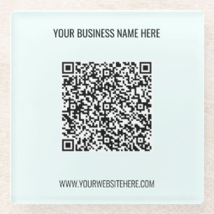 QR Code and Custom Text Business Glass Coaster
