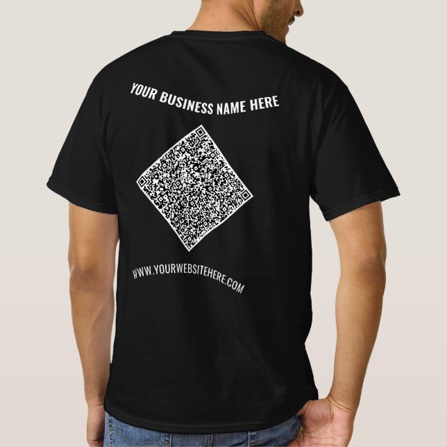 QR Code and Custom Text Business T-Shirt Template (Back)