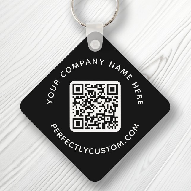 QR code and custom text double sided black Key Ring (Creator Uploaded)