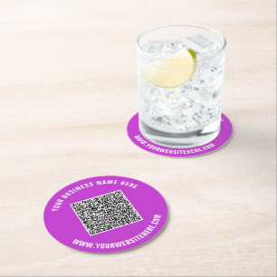 QR Code and Custom Text Paper Coaster Choose Colou