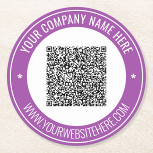 QR Code and Custom Text Paper Coaster Choose Colou
