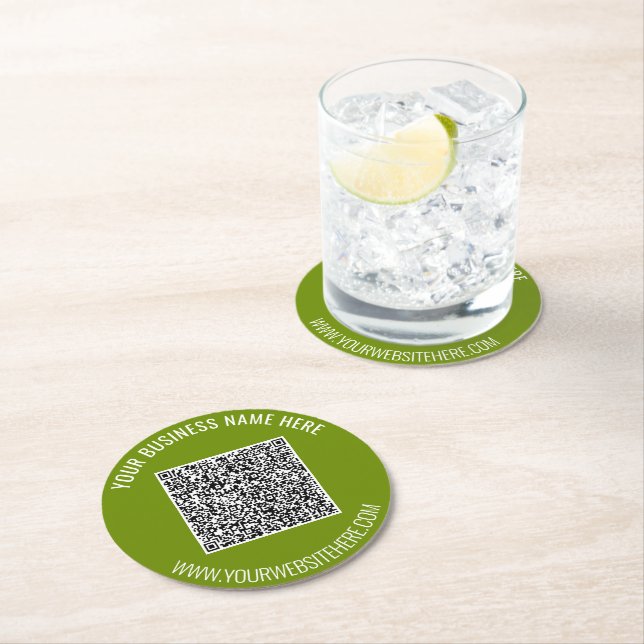 QR Code and Custom Text Personalised Paper Coaster (Insitu)