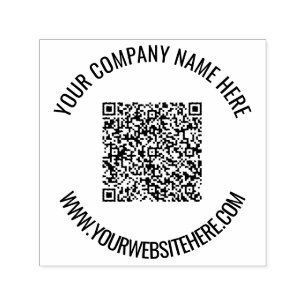 QR Code and Custom Text Personalised Round Stamp