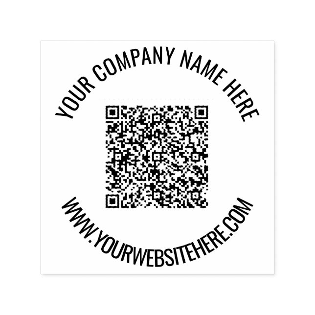QR Code and Custom Text Personalised Round Stamp (Design)