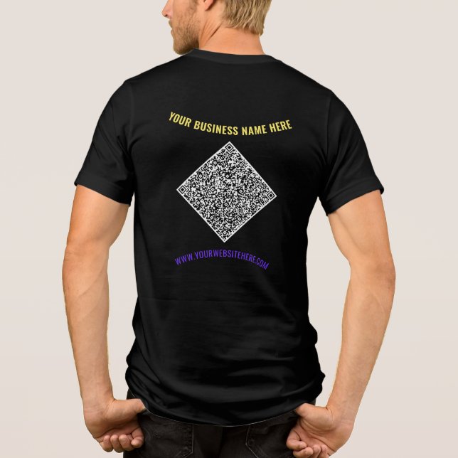 QR Code and Custom Text Personalised Your Business Tri-Blend Shirt (Back)
