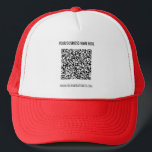 QR Code and Custom Text Personalized Trucker Hat<br><div class="desc">Custom Font and Colors - Design Your Own Personalized Trucker Hat with Your QR Code and Custom Text Professional Business Name Website Promotional Company Hats / Caps Gift - Add Your QR Code - Image or Logo / Name - Company / Website or E-mail or Phone - Contact Information /...</div>
