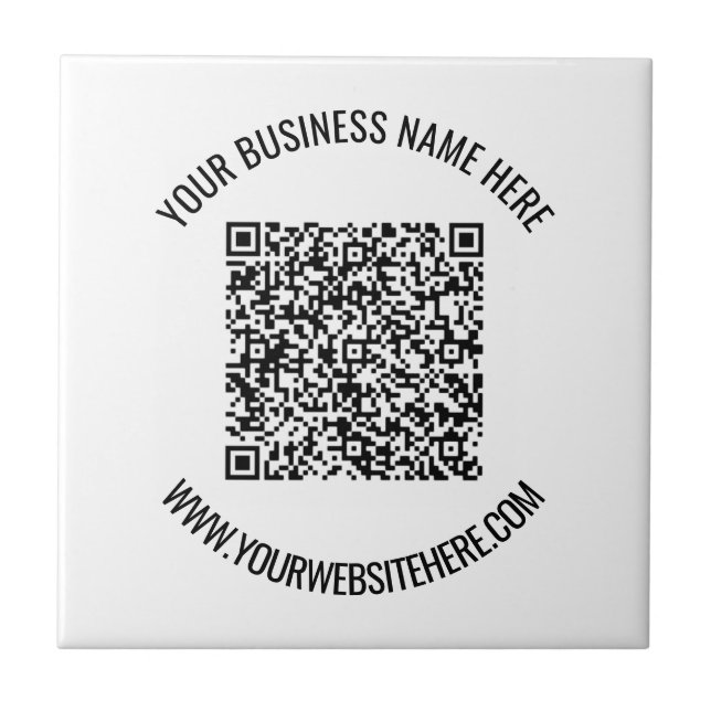 QR Code and Custom Text Professional Personalised  Ceramic Tile (Front)