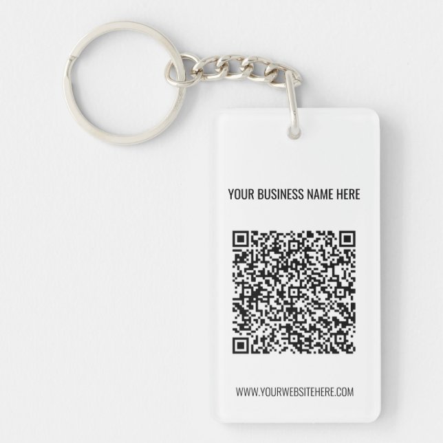 QR Code and Custom Text Professional Personalised  Key Ring (Front)