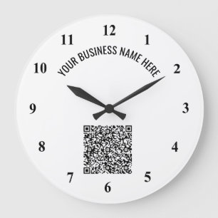 QR Code and Custom Text Professional Personalised Large Clock
