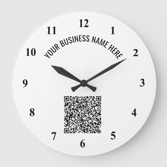 QR Code and Custom Text Professional Personalised Large Clock (Front)