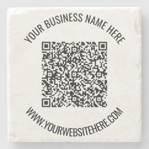 QR Code and Custom Text Professional Personalised Stone Coaster