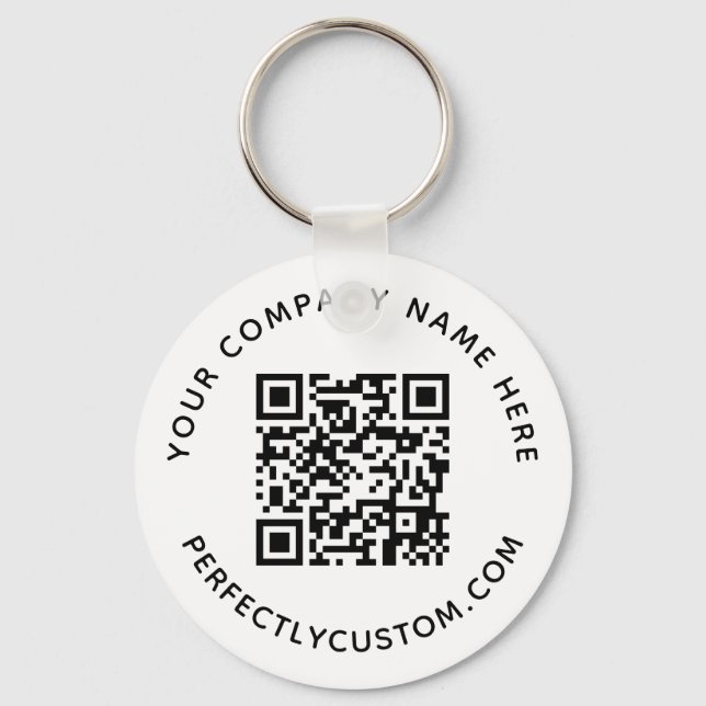 QR code and custom text round Key Ring (Front)