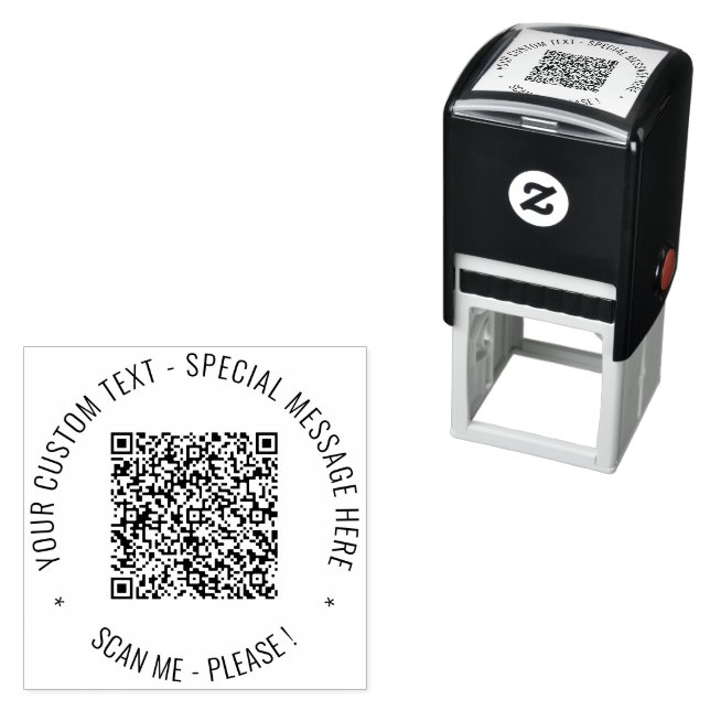 QR Code and Custom Text Round Stamp Template (In Situ)