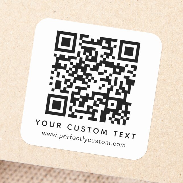 QR code and custom text Square Sticker (Creator Uploaded)