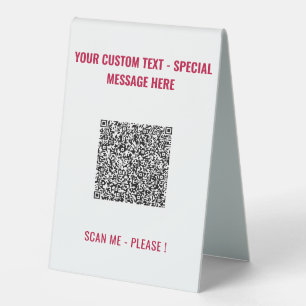 QR Code and Custom Text Table Sign - Choose Colour
