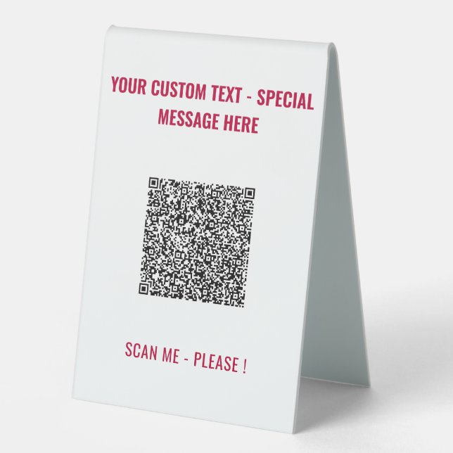 QR Code and Custom Text Table Sign - Choose Colour (Front)