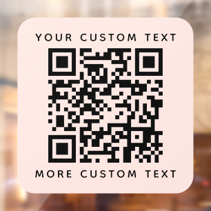 QR code and custom text top and bottom blush pink