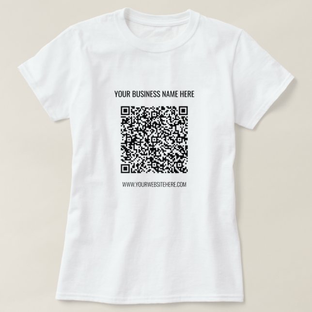 QR Code and Custom Text Your Business T-Shirt Gift (Design Front)