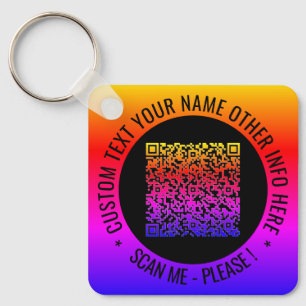 QR Code and Custom Text Your Personalised Keychain