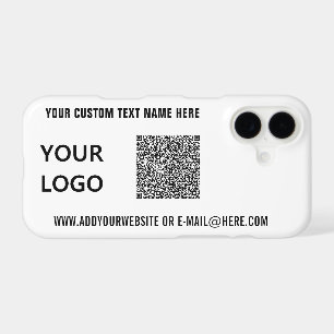 QR Code and Logo and Text iPhone Case Template
