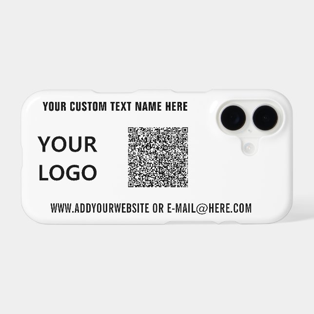 QR Code and Logo and Text iPhone Case Template (Back Horizontal)