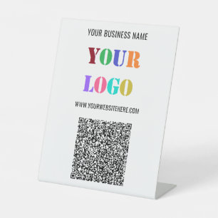 QR Code and Logo Business Pedestal Sign Template