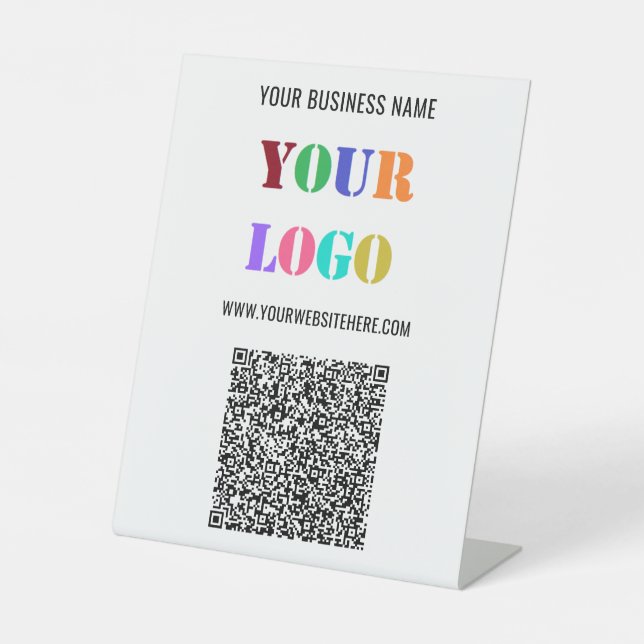QR Code and Logo Business Pedestal Sign Template (Front)