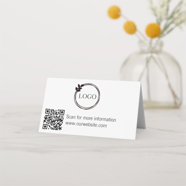 QR code and Logo Tabletop Sign Place Card (Back)