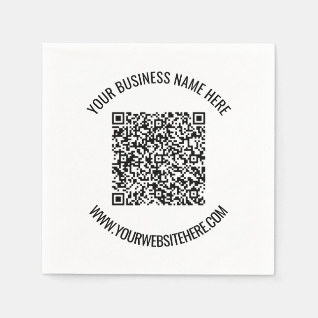 QR Code and Text Professional Personalised Napkins (Front)