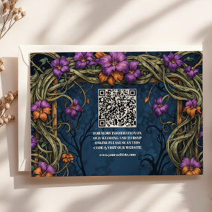 QR Code Art Nouveau Gothic Halloween Wedding Enclosure Card